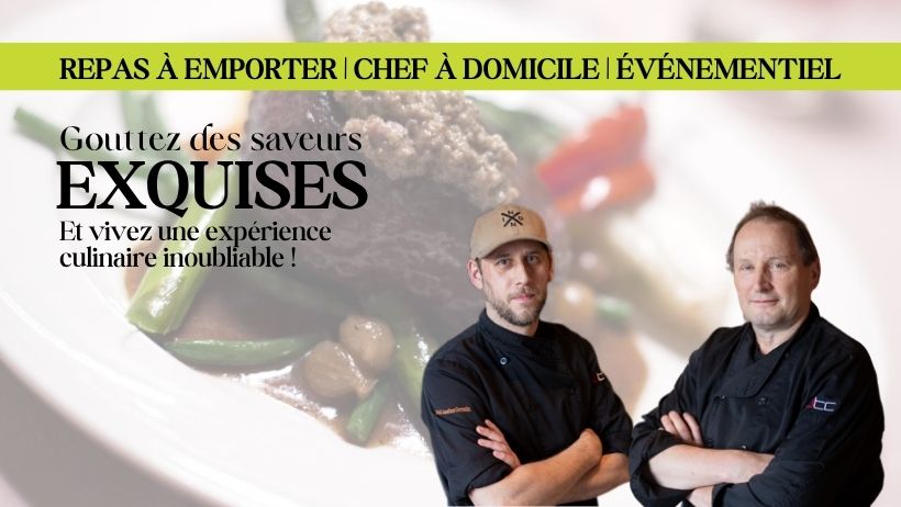 Service traiteur dressant une table de banquet élégant à Magog